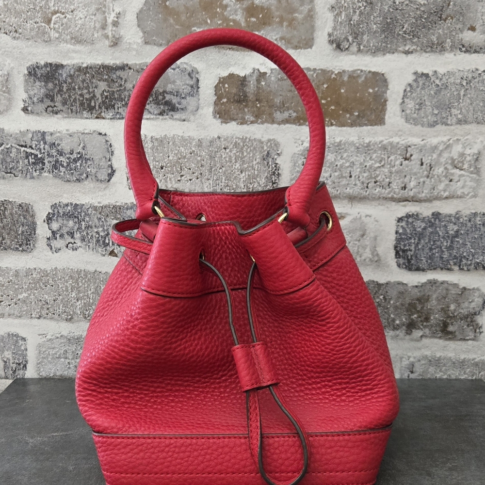 Tory Burch Vibrant Red Leather Mini Bucket Bag